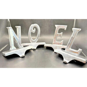 NOEL Christmas Stocking Holder Hangers, Silver tone, set of 4, Vintage
